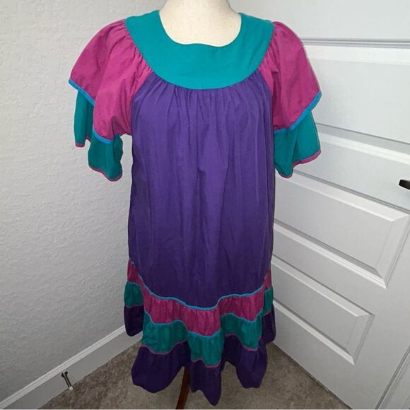 Vintage Go Softly Ruffle Bohemian Midi Dress - Picture 1 of 11